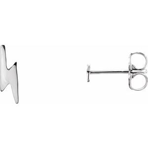 14K White Lightning Bolt Earrings