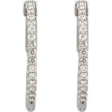 Load image into Gallery viewer, Sterling Silver Cubic Zirconia Inside-Outside 23 mm Hoop Earrings
