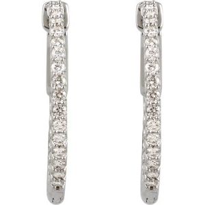 Sterling Silver Cubic Zirconia Inside-Outside 23 mm Hoop Earrings