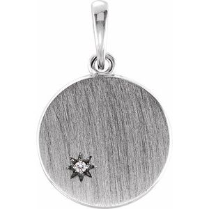 Sterling Silver .005 CTW Diamond Engravable Pendant