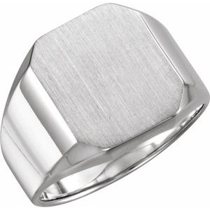 Sterling Silver 16x14 mm Octagon Signet Ring