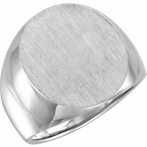 14K X1 White 20x17 mm Oval Signet Ring
