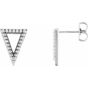 Sterling Silver Beaded Triangle Earrings