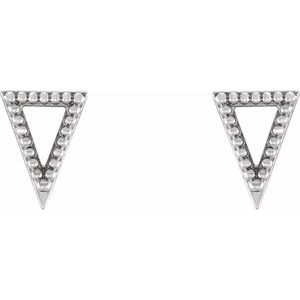 Sterling Silver Beaded Triangle Earrings