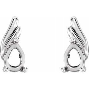 Sterling Silver 7x5 mm Pear Shape Right Earring Mounting