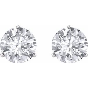 14K White 8 mm Round Forever One‚Ñ¢ Moissanite Earrings