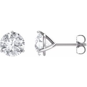 14K White 8 mm Round Forever One‚Ñ¢ Moissanite Earrings