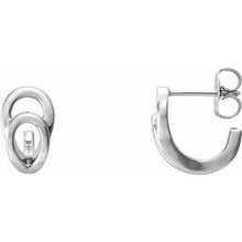 Load image into Gallery viewer, Sterling Silver Geometric J-Hoop Earrings
