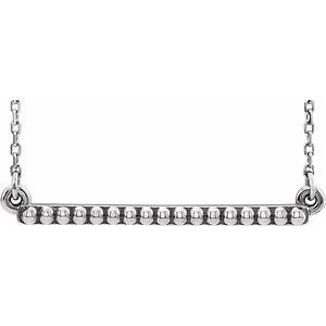 Sterling Silver Beaded Bar 16-18" Necklace
