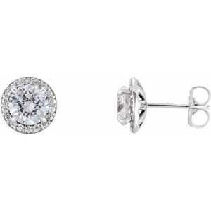 Boucles d'oreilles style halo diamant 1 1/5 CTW platine