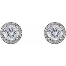 Charger l&#39;image dans la galerie, Boucles d&#39;oreilles style halo diamant 1 1/5 CTW platine
