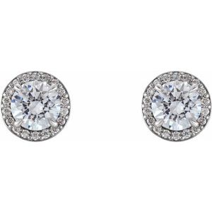 Boucles d'oreilles style halo diamant 1 1/5 CTW platine