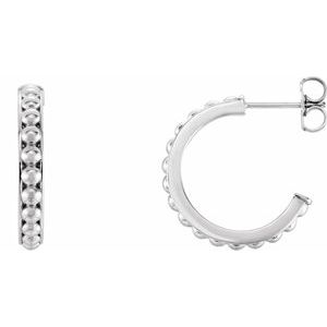 Sterling Silver 18 mm Beaded Hoop Earrings