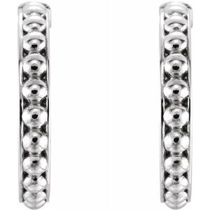 Sterling Silver 18 mm Beaded Hoop Earrings
