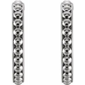 Sterling Silver 20 mm Beaded Hoop Earrings