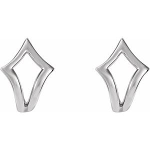 Sterling Silver Geometric J-Hoop Earrings