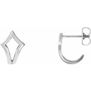 Sterling Silver Geometric J-Hoop Earrings