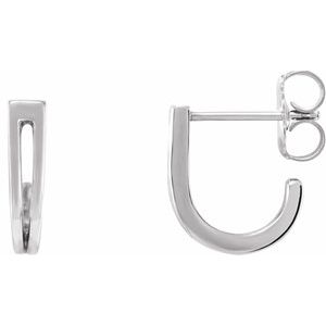 Sterling Silver Geometric J-Hoop Earrings