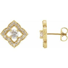 Load image into Gallery viewer, Platinum 3/4 CTW Diamond Halo-Style Clover Earrings
