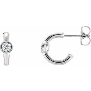 Sterling Silver White Sapphire Hoop Earrings