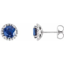 Load image into Gallery viewer, 14K Rose Blue Sapphire &amp; 1/6 CTW Diamond Earrings
