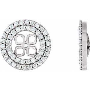 14K White 9/10 CTW Diamond Earring Jackets for 8 mm Pearl
