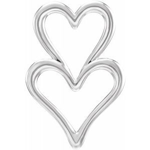 Sterling Silver Double Heart Slide Pendant