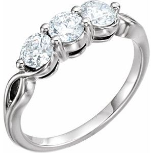 14K Rose 1 CTW Diamond Three-Stone Ring