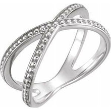 Load image into Gallery viewer, Sterling Silver Beaded Criss-Cross Ring
