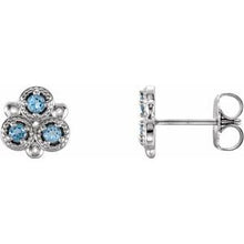 Load image into Gallery viewer, Sterling Silver Blue Zircon Three-Stone Earrings
