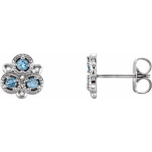 Sterling Silver Blue Zircon Three-Stone Earrings