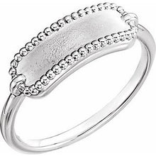 Load image into Gallery viewer, Sterling Silver 15x6 mm Rectangle Beaded Signet Ring
