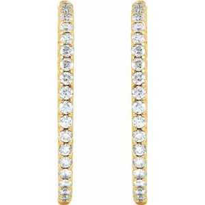 Boucles d'oreilles à charnière intérieur-extérieur en diamant 14K jaune 5 1 / CTW 40 mm