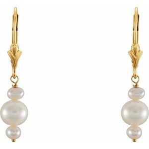 Freshwater Cultured Pearl Lever Back Earrings