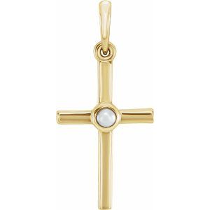 Sterling Silver Freshwater Cultured Pearl Cross Pendant
