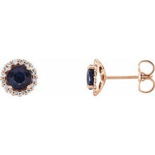 Load image into Gallery viewer, 14K Rose Blue Sapphire &amp; 1/6 CTW Diamond Earrings
