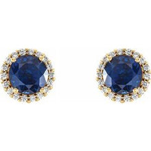 Load image into Gallery viewer, 14K Yellow Blue Sapphire &amp; 1/5 CTW Diamond Earrings
