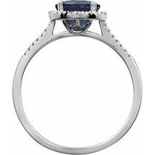 Load image into Gallery viewer, Sterling Silver Created Blue Sapphire &amp; .01 CTW Diamond Ring
