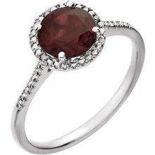 Charger l'image dans la galerie, Sterling Silver Mozambique Garnet &amp; .01 CTW Diamond Ring

