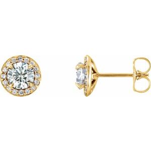 14K Yellow 3/4 CTW Diamond Halo-Style Earrings