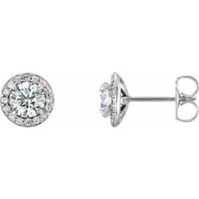 Load image into Gallery viewer, 14K White 3/4 CTW Diamond Halo-Style Earrings
