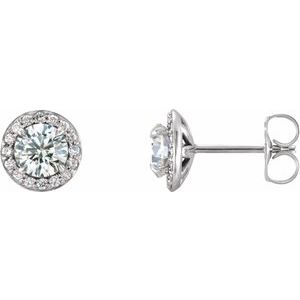 14K White 3/4 CTW Diamond Halo-Style Earrings