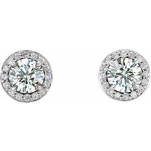 Load image into Gallery viewer, 14K White 3/4 CTW Diamond Halo-Style Earrings
