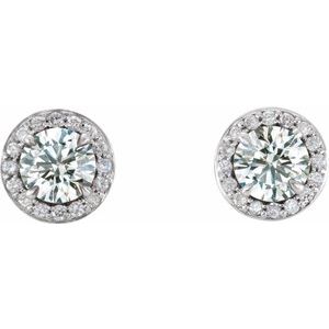 14K White 3/4 CTW Diamond Halo-Style Earrings