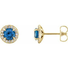 Load image into Gallery viewer, 14K Yellow 5 mm Round Sapphire &amp; 1/8 CTW Diamond Earrings
