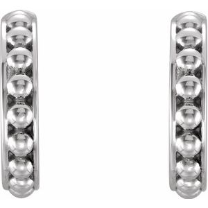 Sterling Silver 15 mm Beaded Hoop Earrings