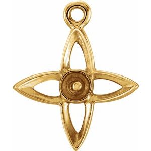 14K Yellow 13x13 mm Cross Dangle Mounting for 4 mm Pearl