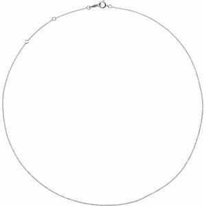 Rhodium-Plated Sterling Silver 1 mm Adjustable Solid Cable 16-18" Chain