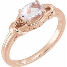 Load image into Gallery viewer, Sterling Silver 5x3 mm Oval Morganite Knot Ring
