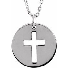Load image into Gallery viewer, Sterling Silver Pierced Cross Disc 16-18&quot; Necklace
